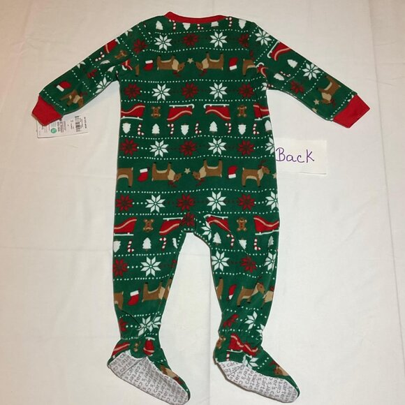 Carter's Baby Boy Green Fair Isle One-Piece Footed Pajamas Holiday Christmas NWT - Picture 3 of 6